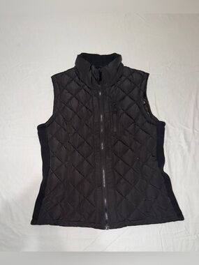 Andrew Marc Black Quilted Sleeveless Zip Vest